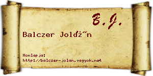 Balczer Jolán névjegykártya