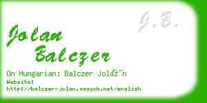 jolan balczer business card